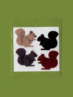 Sandylion Fuzzy Squirrel Vintage Stickers New Backing
